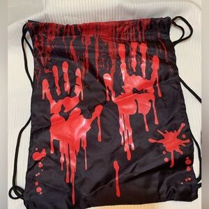 Black Blood Drip Cinch Bag. NEW BLK/ Red. Spirit store